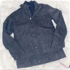 Vince navy blue plaid coat